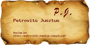 Petrovits Jusztus névjegykártya